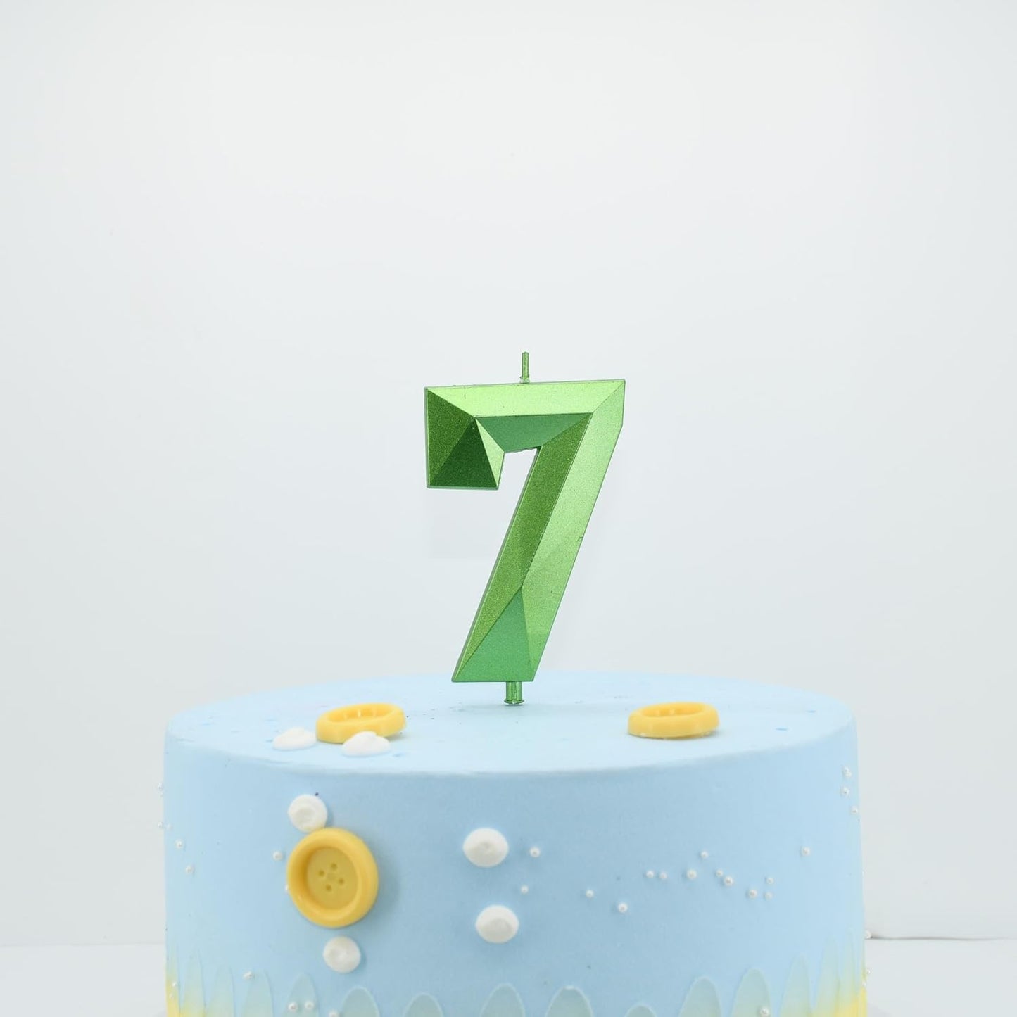 DERVENTA Large Birthday Candle Number 3D Green 3.7 inch Party Celebration Anniversary Decoration Cake Topper 1 Piece (Number 7 Green)