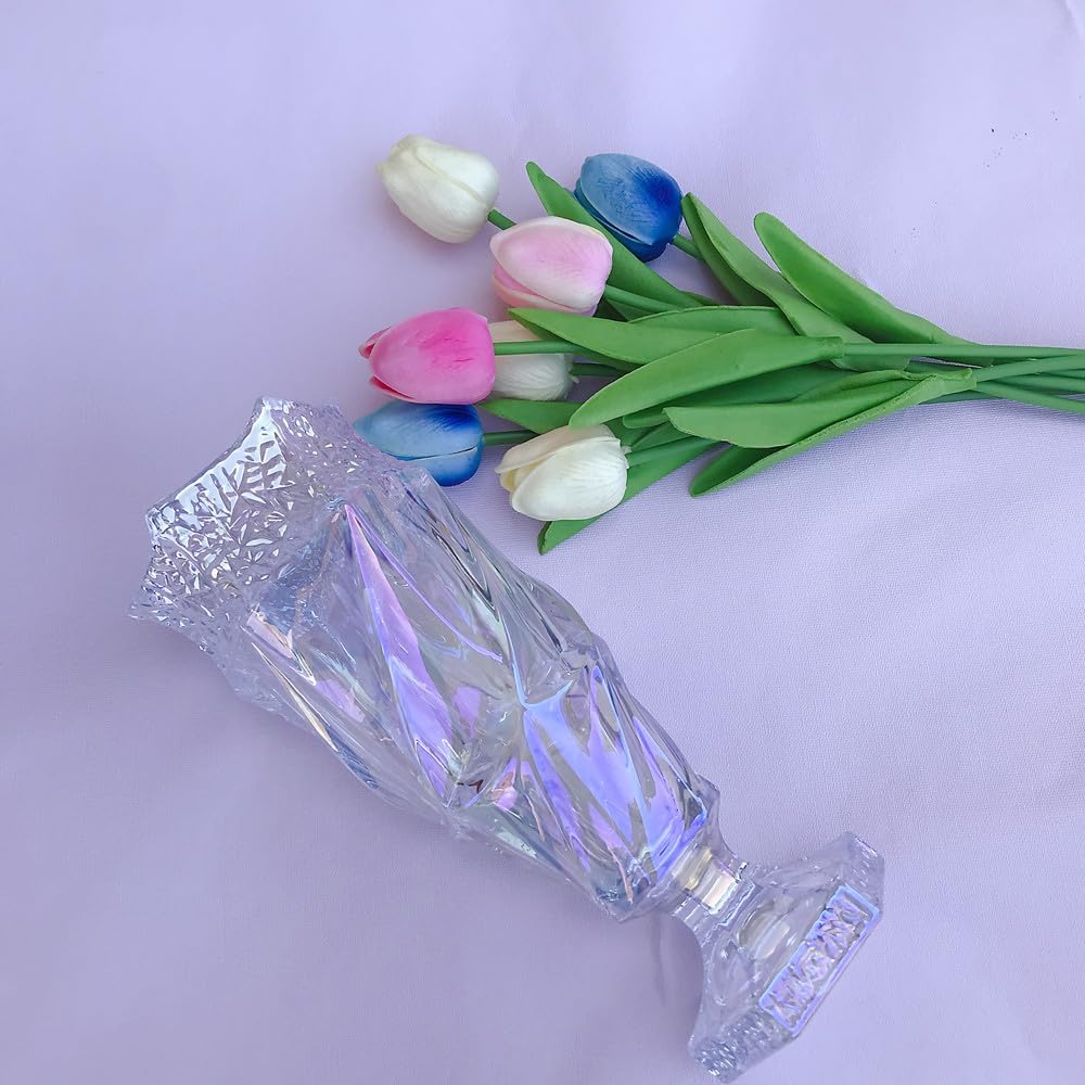Glass Flower vase 2.4lb 9.5inch,Bohemian Style, for Centerpieces,Wedding,Home Decor Glass Vase (Sparkling)