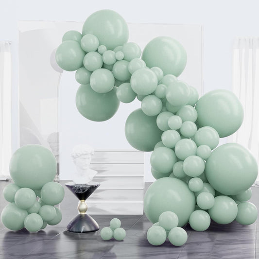 PartyWoo Dusty Green Balloons 100 pcs Different Sizes of 18 12 10 5 Inch Matte Sage Olive Boho Green Eucalyptus Balloon Arch Kit Garland for Wedding Baby Shower Birthday Party Decorations Green-F35