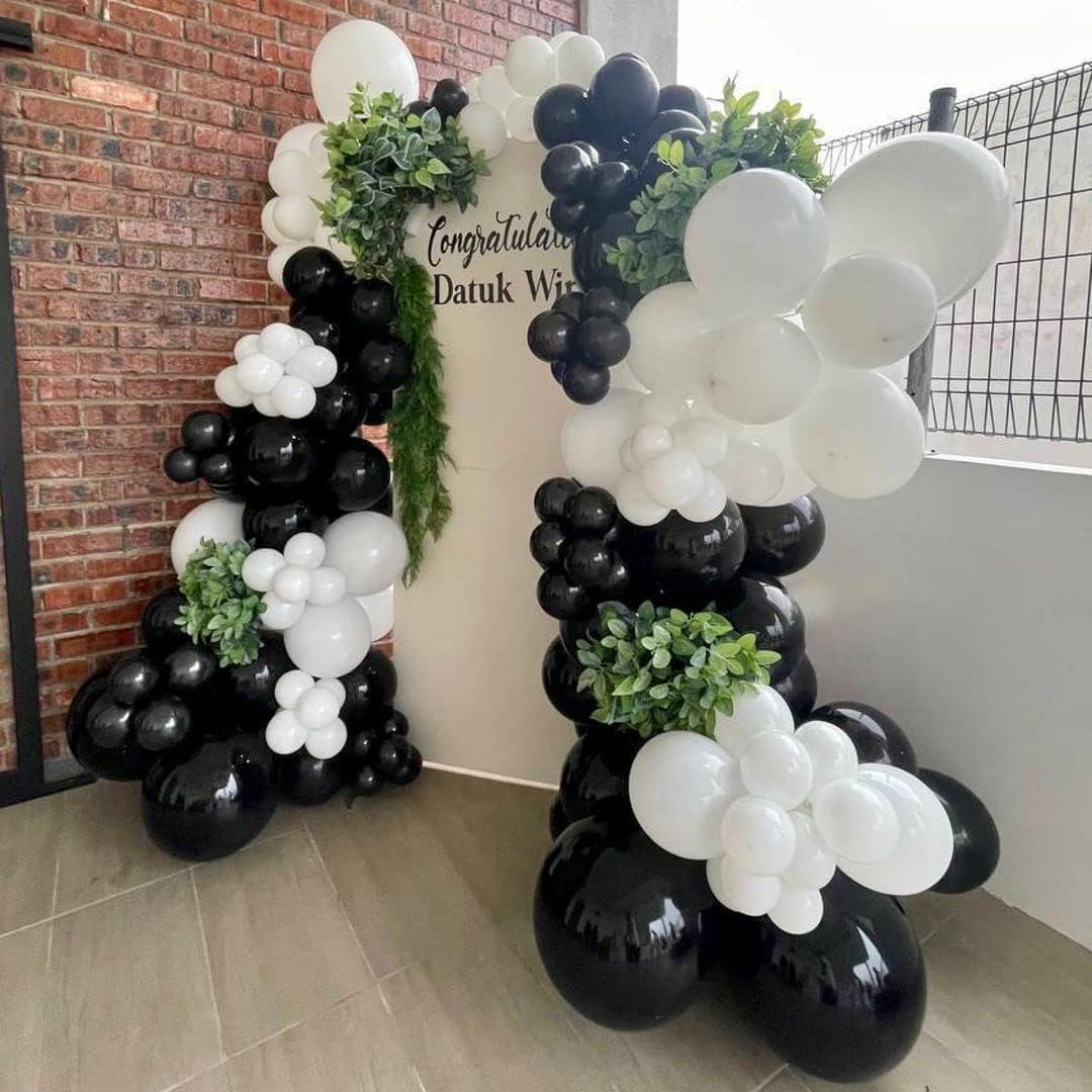 Black and White Balloon Arch Kit, ADOINBY 140Pcs Black and White Durable Latex Balloons 18 12 10 5 Inch Different Size Balloons for Birthday Anniversary Wedding Engagement Graduation Party Decorations
