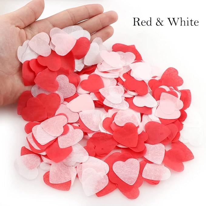 White Tissue Paper Heart Confetti 1 inch Biodegradable Confetti Paper for Wedding Party Filled Balloon or Table Decor Pack of 4000