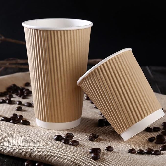 Ripple Paper Cups 16 oz 200 Pack for Coffee & Tea Made in USA | Bulk 200 Count for Home, Office, Restaurants & Coffee Shops | Recyclable, Insulated, & Disposable 16 Ounce To-Go Cups for Hot Beverages