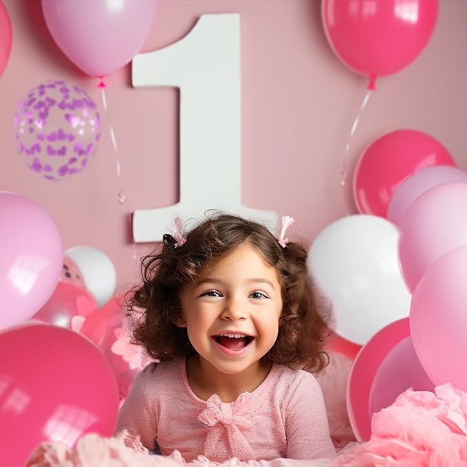 Pink Balloons,60pcs Hot Pink White Balloons Magenta Confetti Balloon for Girls Theme Birthday Baby Shower Bridal Shower Valentines Day Wedding Party Decorations…