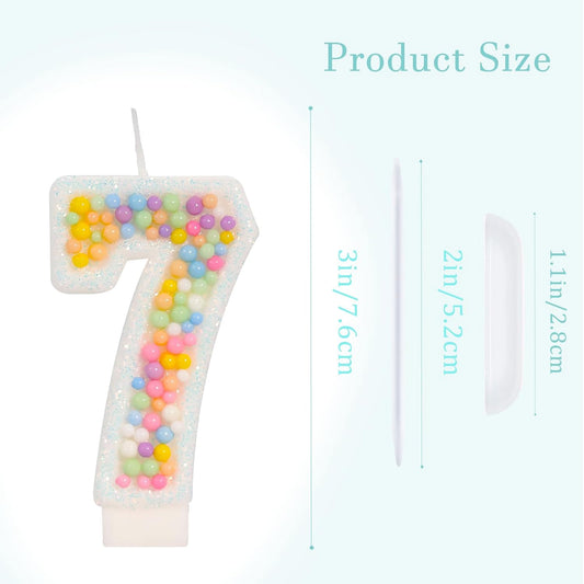 Number 7 Birthday Candle - Colorful Macaron Candles, 7 Candle Birthday Girl Women, Sweet Theme Birthday Party Supplies, Anniversary Party Cake Decorations