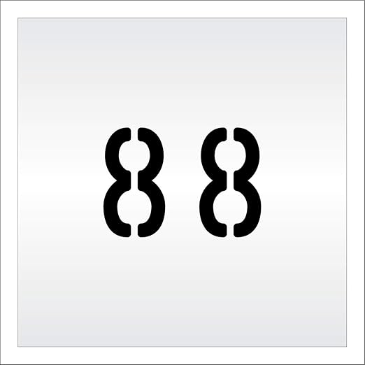 Pavement, Curb, and WheelStop Stencils - 4 inch Double Number Stencil - (88) - 4" x 5.5" x 1/16" (63 mil) - Light-Duty
