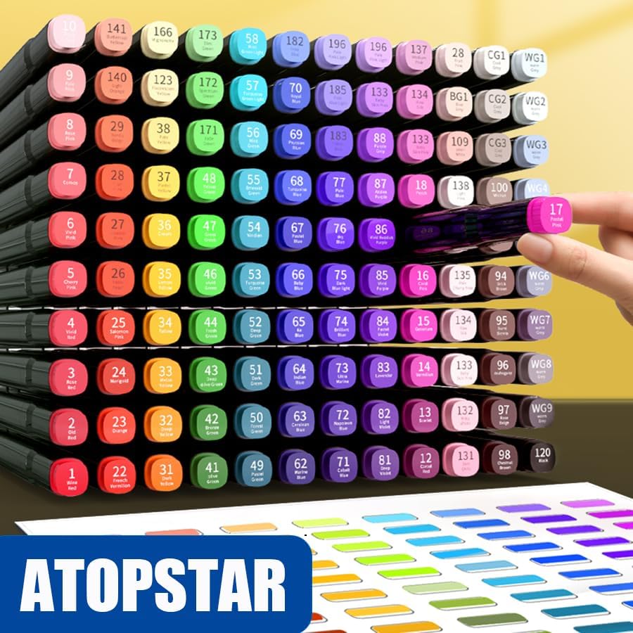 120 Colors Alcohol Markers Artist Drawing Art Markers for Kids Dual Tip Markers for Adult Coloring Painting Supplies Perfect for Gift(120 Black Shell)