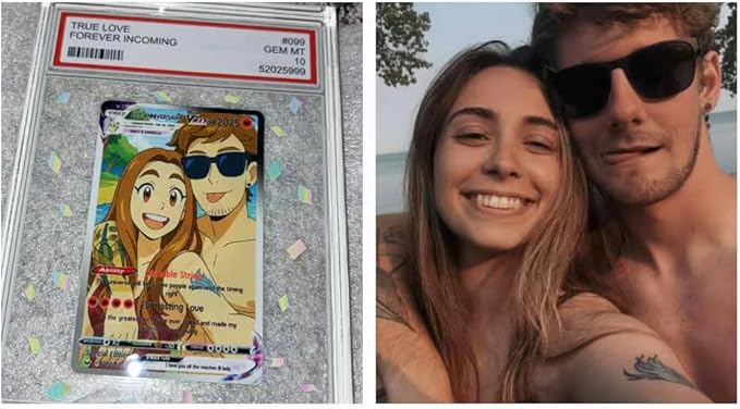 Personalized Anniversary Card from Cartoon Anime Couple Photo, Gifts for Couples Valentines Cards, Romantic Card Gift for Boyfriend Girlfriend, Couple Keepsakes, Valentine’s Day Anniversary 1