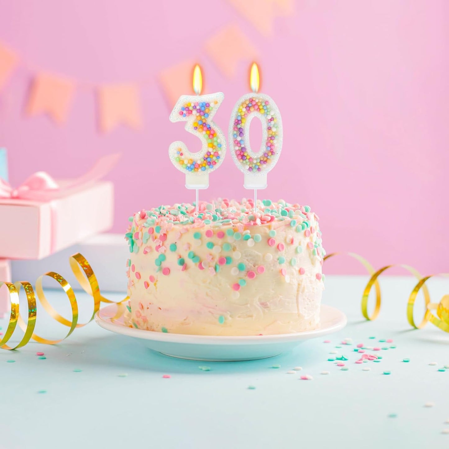 30th Birthday Candle for Cake, Colorful Macaron Numeral Candles for Women/Girl, Theme Birthday Party Cake Decorations, Cake Topper for Birthday Party Supplies (Number 30)