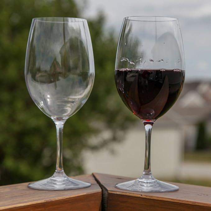 Lily's Home Unbreakable Cabernet and Merlot Bordeaux Red Wine Glasses, Made of Shatterproof Plastic, for Indoor and Outdoor Use, Reusable and Crystal Clear 20 oz. Each, Set of 2