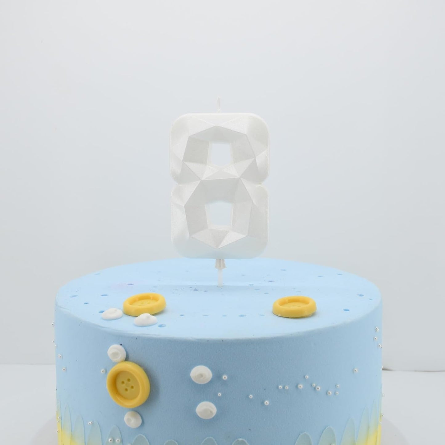 DERVENTA Large Birthday Candle Number 3D White 3.7 inch Party Celebration Anniversary Decoration Cake Topper 1 Piece (Number 8 White)