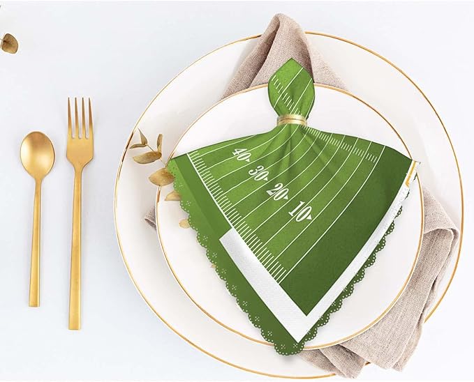 Yibeas Football Field Cloth Table Napkins Set of 4 A Grass Textured American Table Decoration Dinner Napkins for Kitchen 18 x 18 inch