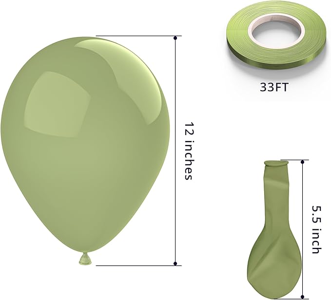 KBZVNAF Sage Green Latex Party Balloons - 50 Pack 12 inch Helium Matte Olive Green Balloons for Birthday Wedding Baby Shower Jungle Safari Theme Party Decorations