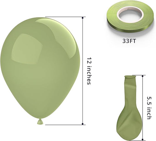 KBZVNAF Sage Green Latex Party Balloons - 50 Pack 12 inch Helium Matte Olive Green Balloons for Birthday Wedding Baby Shower Jungle Safari Theme Party Decorations