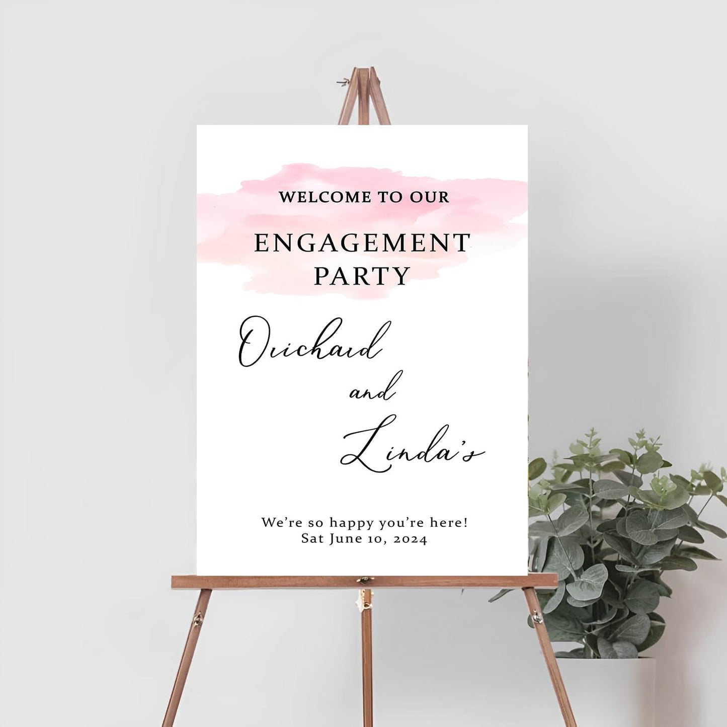 Engagement Sign, Rectangular, Pink, 12x18 Inches, Full Size, Glam, Real Estate, Construction Sites, Politics, Personal Events