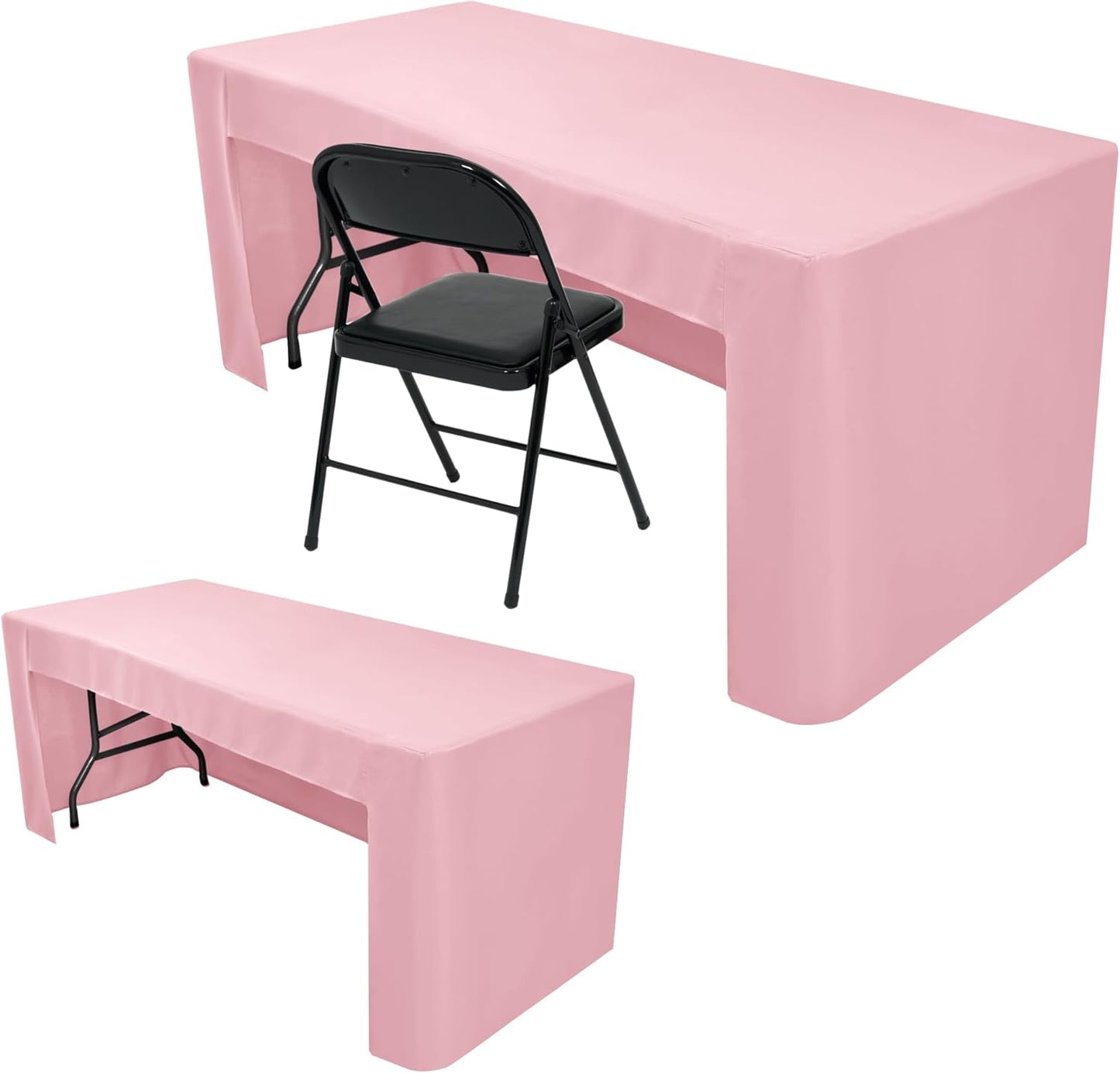 Nasitos 2 Pack Pink Fitted Tablecloth Rectangular for 6 Foot Tables Trade Show-Open Back Tablecloth Washable and Wrinkle Resistant Fabric Table Cloth for Weddings, Parties, Buffet, Baby Shower