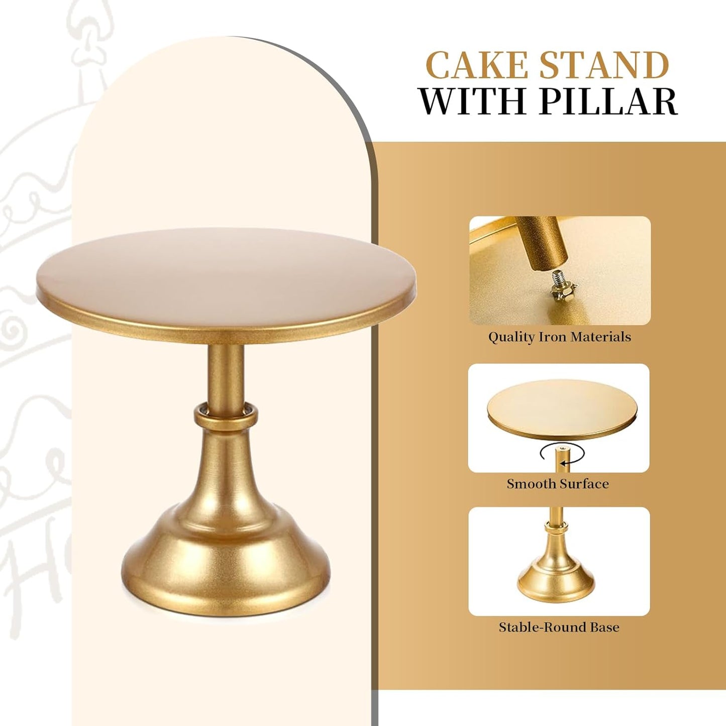 5 PCS Gold Cake Stand Set with Gold Pedestal Cake Stand and Cake Cutter Pie Spatula, Dessert Table Display Set for Wedding, Party, Birthday, Baby Shower, Event Bridal Celebration