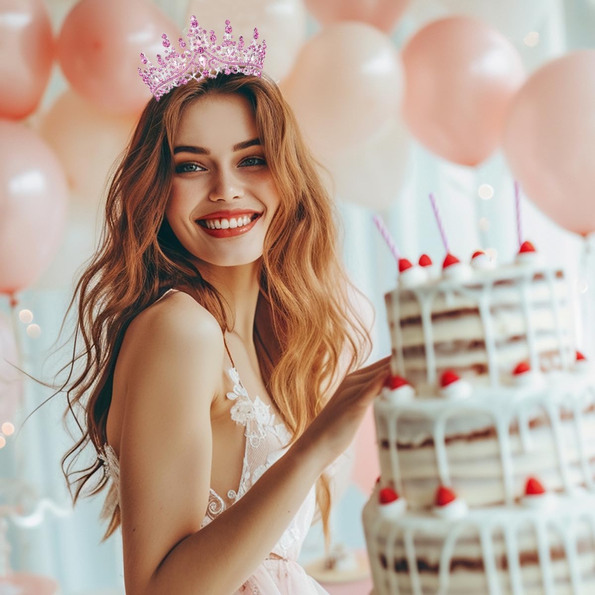 Birtthday Tiara Crown with Sash for Women Birthday Queen Party