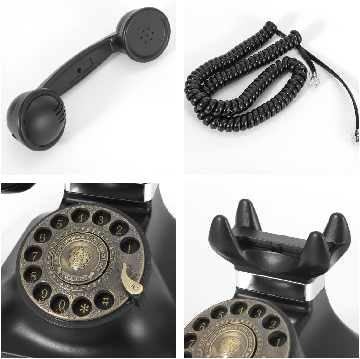 Audio Guest Book Wedding Phone, Retro Audio Phone Guestbook with Clear Voice Recording for Wedding Reception, Bridal Shower, Birthday, Baby Shower, Anniversary, Engagement (Elegant Black)