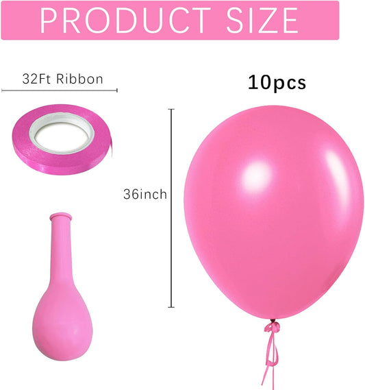 Pink Balloons Pink Birthday Decorations 10 Pack 36 inch Round Gender Reveal Ballons for Birthday Wedding Anniversary Baby Shower Gender Reveal Party Decoration