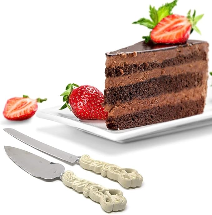 GIFTS INFINITY Personalized Wedding Cake Knife and Server Set with Engraving – Cake Cutting Utensil Set, Keepsake Gift for Wedding, Anniversary, Reception, Birthday & Other Occasions (2468)