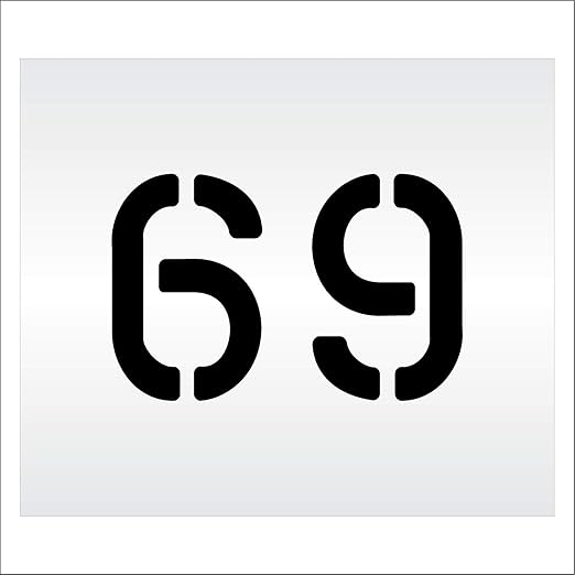 Pavement, Curb, and WheelStop Stencils - 6 inch Double Number Stencil - (69) - 6" x 9" x 1/8" (128 mil) - Pro-Grade