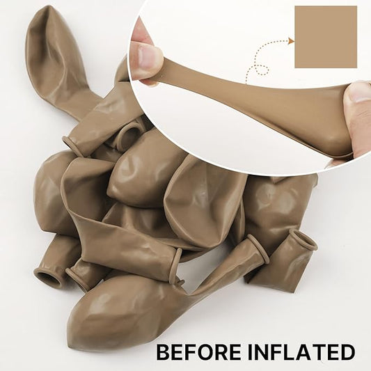 PartyWoo Cream Balloons 140 pcs Different Sizes of 18 12 10 5 Inch Beige Ivory Nude Neutral Boho Fall Latex Balloons for Graduation Birthday Baby Shower Jungle Theme Party Decorations Brown-F56