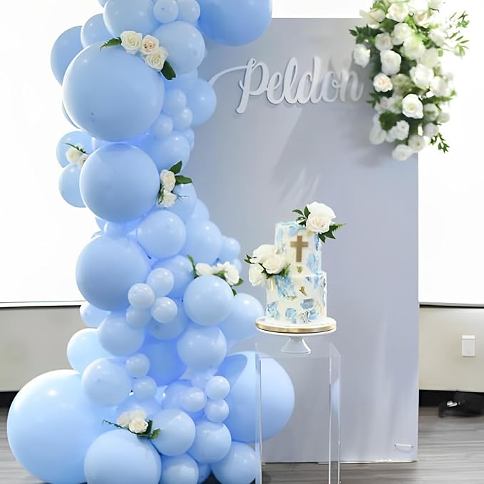 110pcs Light Blue Balloons 12inch Baby Blue Latex Party Balloons for Boys Girls Birthday Party, Baby Shower, Wedding, Gender Reveal, Baby Shower, Anniversary Party Decorations