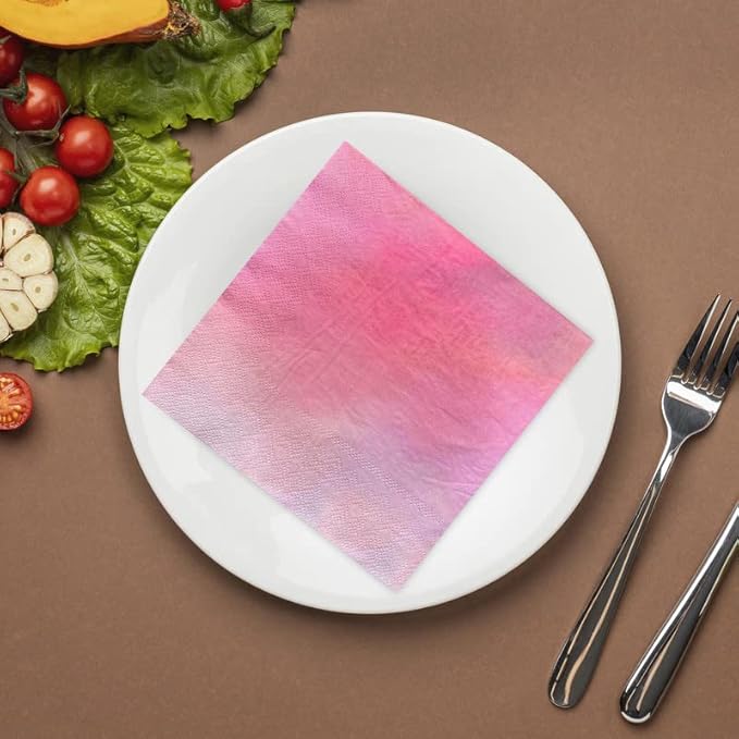 SOLAS Pink Napkins - 20 Pack Square Disposable - Fun & Colorful - 2 Ply - 6 1/2' (16.5cm) Blush Pink