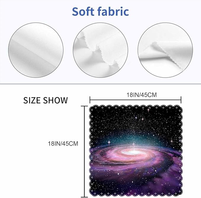 Purple Spiral Galaxy Cloth Table Napkins Set of 4 Universe Stars Shine Beautiful Glow Polyester Washable Decoration Dinner Napkins for Kitchen 18 x 18 inch