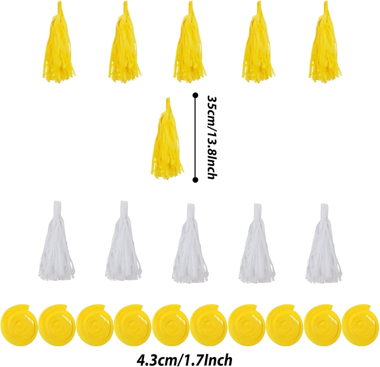 ZERODECO Party Decorations, 41 Pcs Yellow Papar Fans Pompoms Garlands String Tissue Paper Tassel for Graduation Congrats Grad New Years Spring Festival Wedding Birthday Party