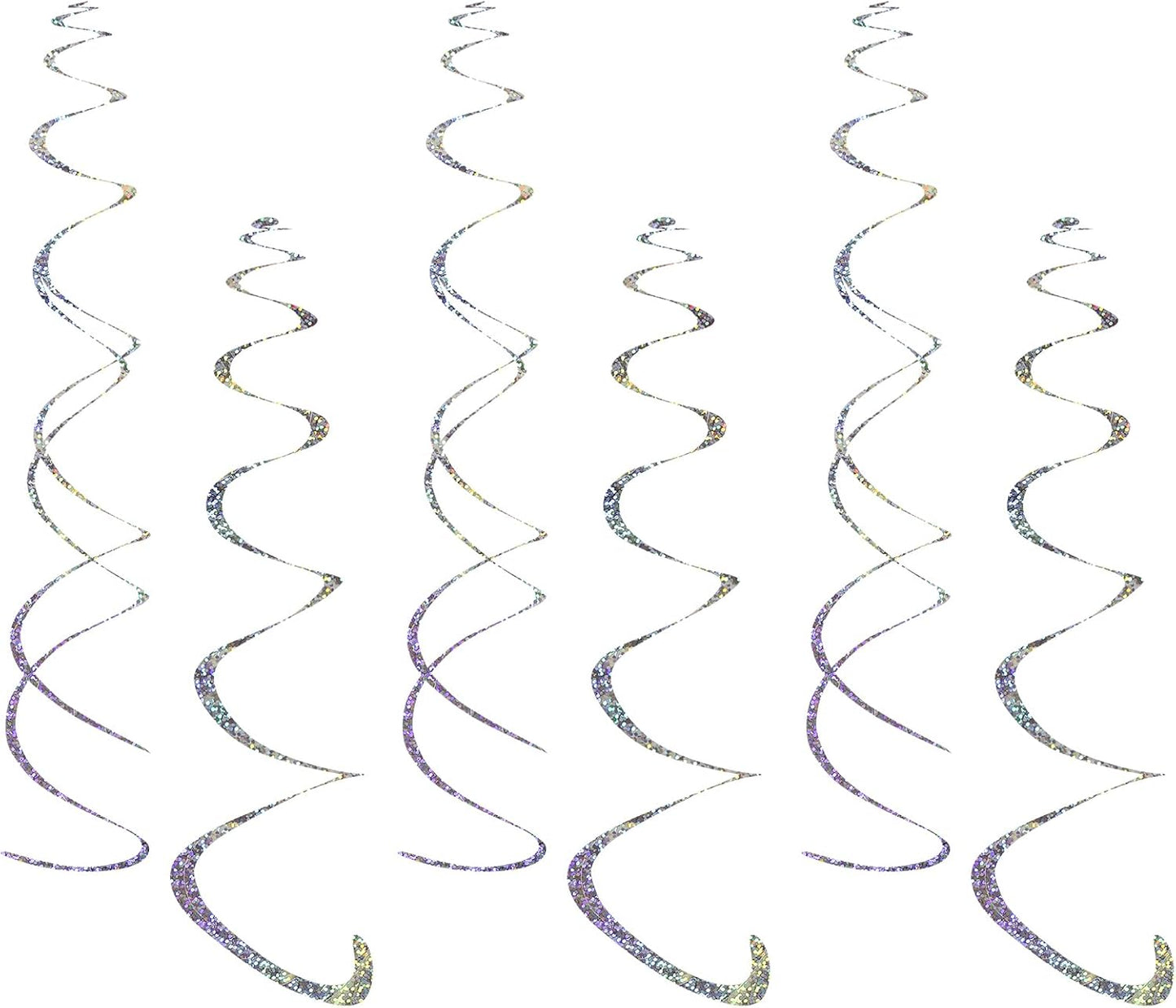 Fumwase 30PCS Hanging Swirl Party Decorations Shinny Foil Plastic Party Streamer for Ceiling Ornament Set for Home School Birthday Wedding Halloween Decorations (Sliver)