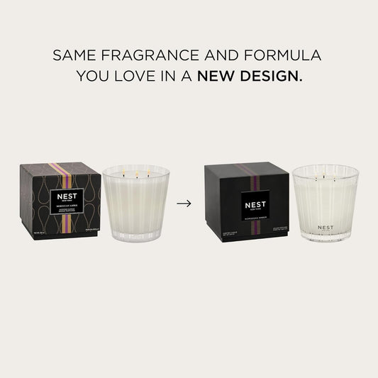 NEST New York Scented 3-Wick Candle, Moroccan Amber - 21.2 oz - Up to 100-Hour Burn Time - Reusable Glass Vessel
