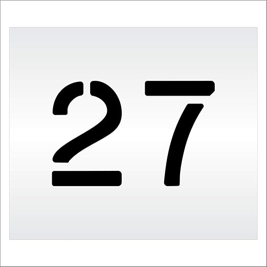 Pavement, Curb, and WheelStop Stencils - 6 inch Double Number Stencil - (27) - 6" x 9" x 1/16" (63 mil) - Light-Duty