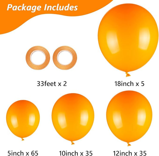 Orange Balloons, 140pcs 18 12 10 5 Inch Different Sizes Pack Party Latex Balloons for Birthday Halloween Holiday Balloon Garland as Party Decorations