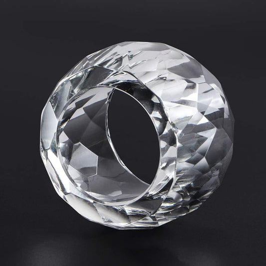 MDLUU 4 Pcs Crystal Napkin Rings, 2.3" Diameter Serviette Buckles, Clear Napkin Holder Rings for Christmas, Thanksgiving, Wedding (Diamond Shaped)