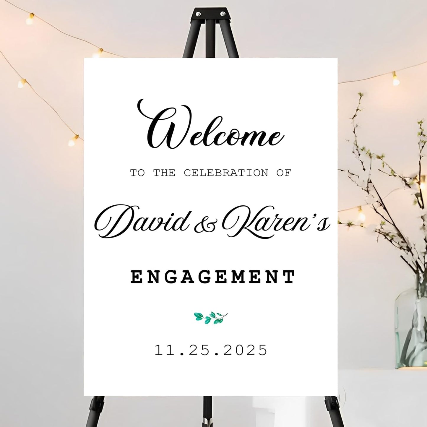 Engagement Welcome Sign, Personalized, 12x18, 18x27, 24x36 Inches, Plastic, Full Size, Celebratory, Real Estate, Construction, Politics, Weddings, Engagements