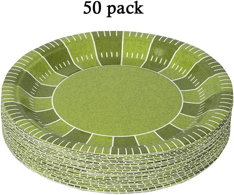 Hammont Football Themed Party Decorations - Pack of 7 & 9" Round Paper Plates, 9oz Cups, 24 Napkins, Tablecloth - Disposable Football Supplies - Birthday (7" Plates)