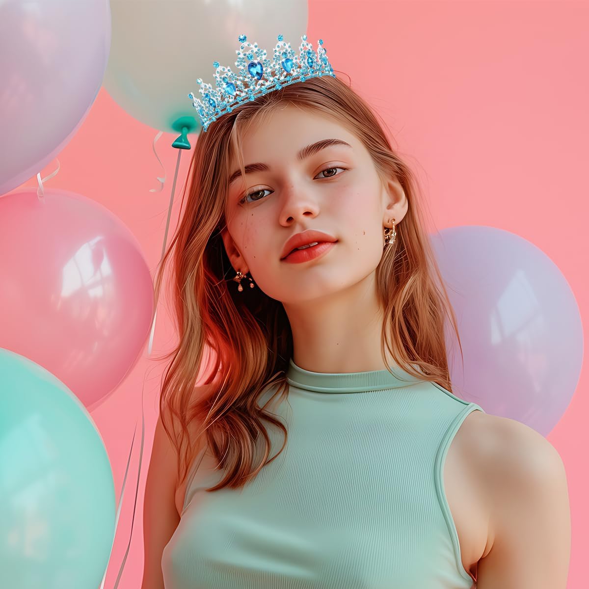Birtthday Tiara Crown with Sash for Women Birthday Queen Party