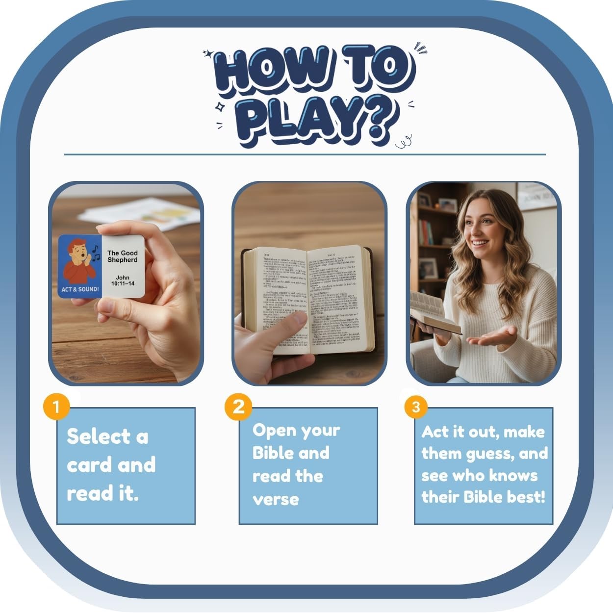 Bible Trivia Charades Game - Scripture Showdown - Fun Christian Party Activity for Families, Kids, Teens & Adults - 200 Challenge Cards for Bible Study, Youth Group & Game Night - Gift for Men & Women