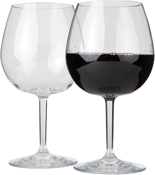 Lily's Home Unbreakable Pinot Noir and Burgundy Red Wine Glasses, Made of Shatterproof Plastic, Ideal for Indoor and Outdoor Use, Reusable and Crystal Clear (22 oz. Each, Set of 2)