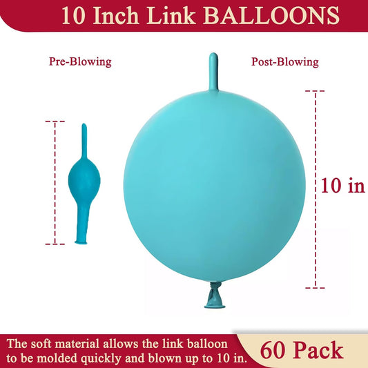 60 Pcs Link Balloons 10 Inch Quick Link Balloons for Birthday Wedding Party Festival Decorations (Teal Blue)