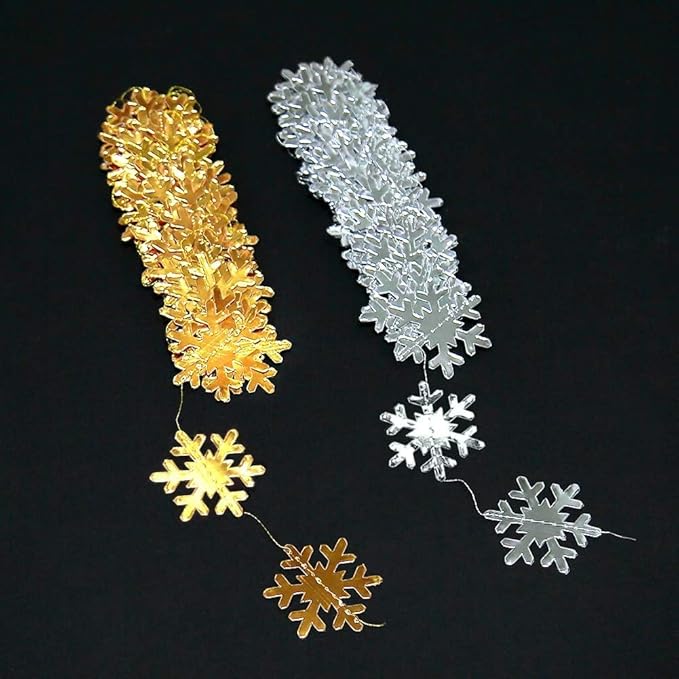 Cheerland Clearance Silver and Gold Snowflake Decorations Hanging Winter Birthday Party Garland Christmas Snowflakes Xmas Snow Flake Streamer Wall Backdrop Holiday Classroom Baby Showers Office Decor