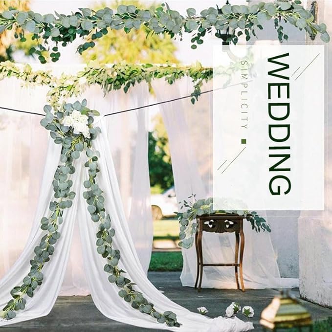 Eucalyptus Garland,Artificial Eucalyptus Leaves Table Greenery Garland Wreath Vines for Wedding Party Table Fireplace Bedroom Wall Room Decor (4PCS)
