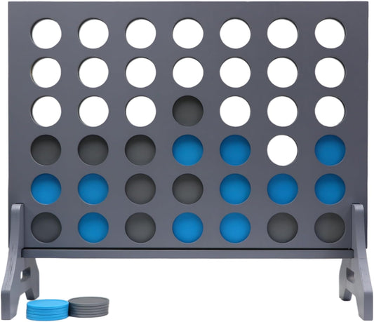 Tailgating Pros Premium Grey Giant Four in a Row with Carrying Case - Jumbo Oversized Outdoor Yard Game - Connect Multiple Pucks in a Row to Win - Many Puck Colors Available!