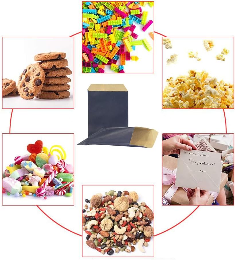 AZOWA Navy Blue Candy Buffet Bags 5 x 7 In Small Paper Treat Bags 100 Pieces