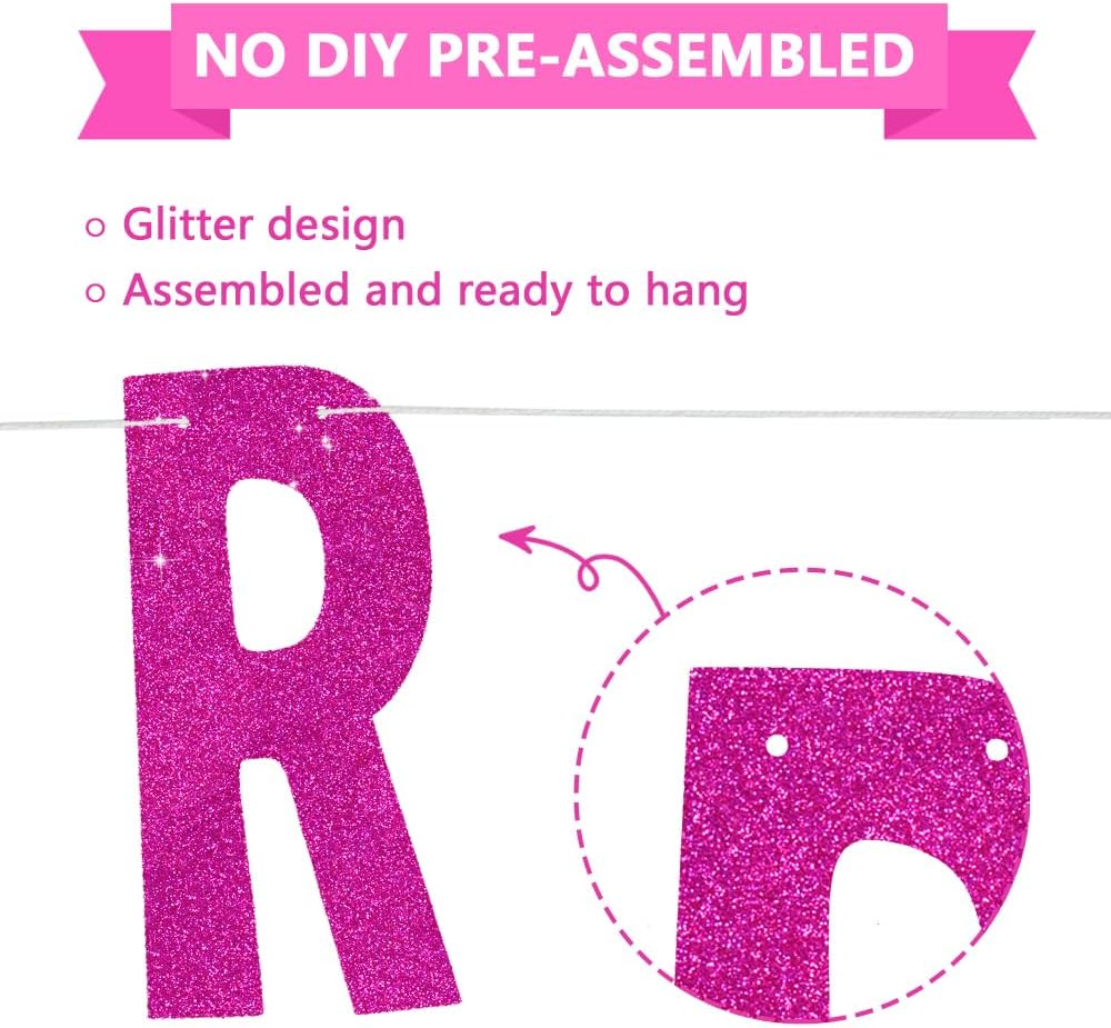 BEISHIDA Rose red You're Like Really Pretty Glitter Banner,NO DIY, Pre-Strung Mean Girls Birthday Party Bachelorette Party Decorations,Birthday Gift for Girl