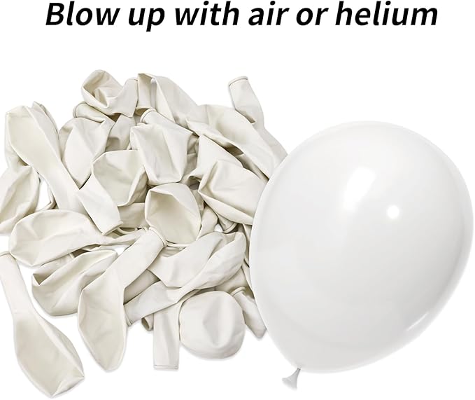 RUBFAC 120pcs Balloons for Birthday Baby Shower Graduation Anniversary Wedding Party Supplies Garland Arch Decoration,5 Inches,White