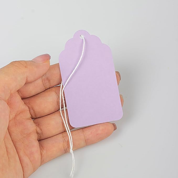 Tags with String Attached,500 Pcs Blank Marking Tags (2.75"x1.57",Light Purple)