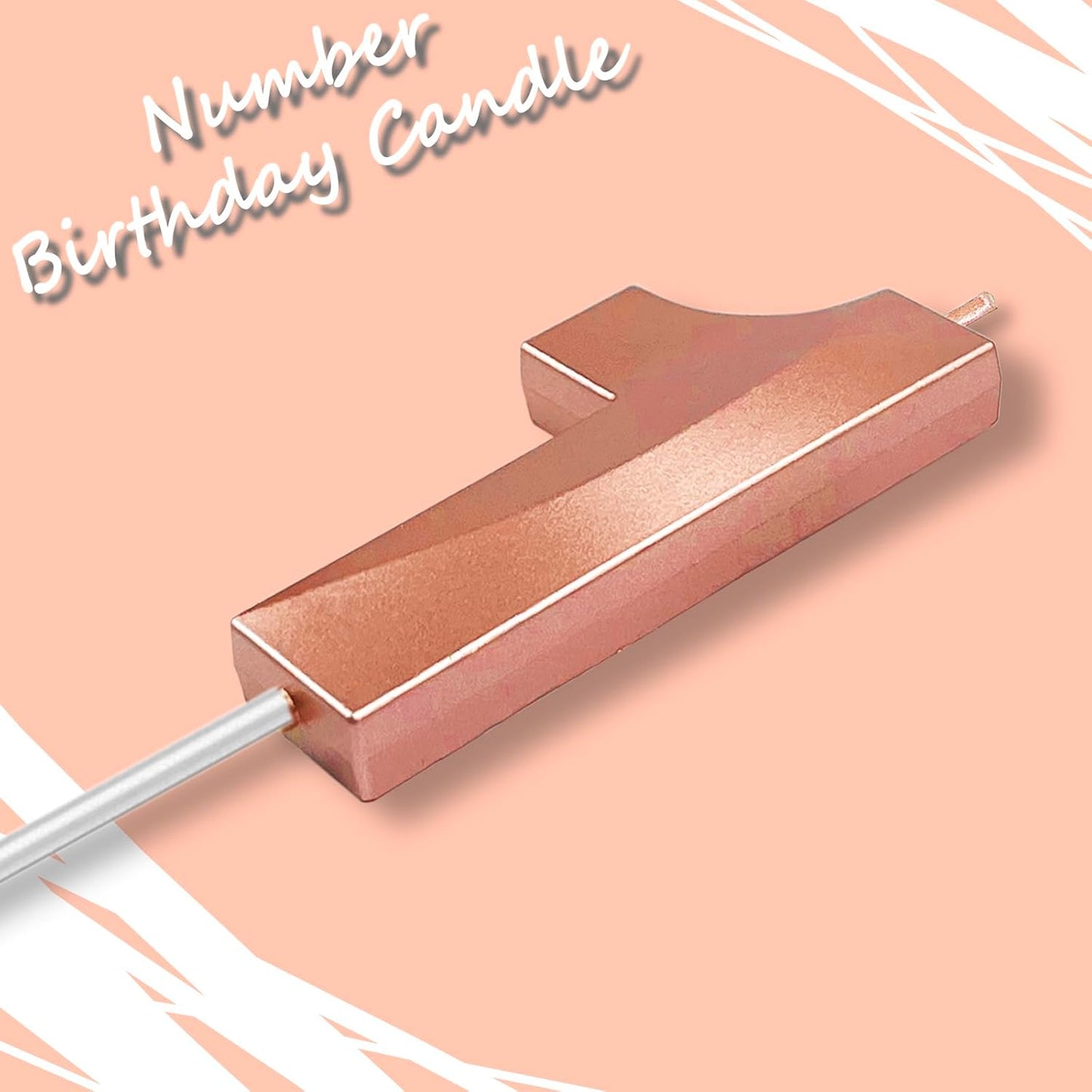 Rose Gold Number 1 Candles, 3D Diamond 2.76 Inch Cake Topper Birthday Candles for Wedding Anniversary Cake Decorations, Happy Birthday Party Decorations