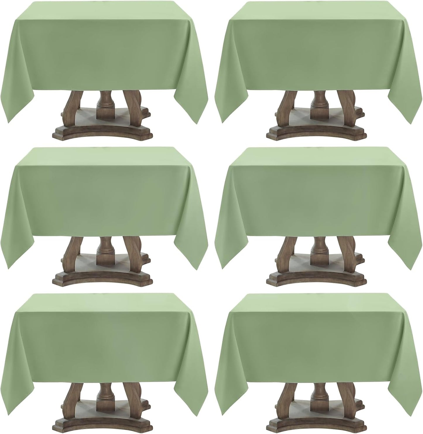 Square Tablecloth 52 x 52 Inch Sage Green Tablecloths Stain-Wrinkle Resistant Washable Polyester Table Cloths for Holiday, Buffet Parties, and Weddinge 6pack